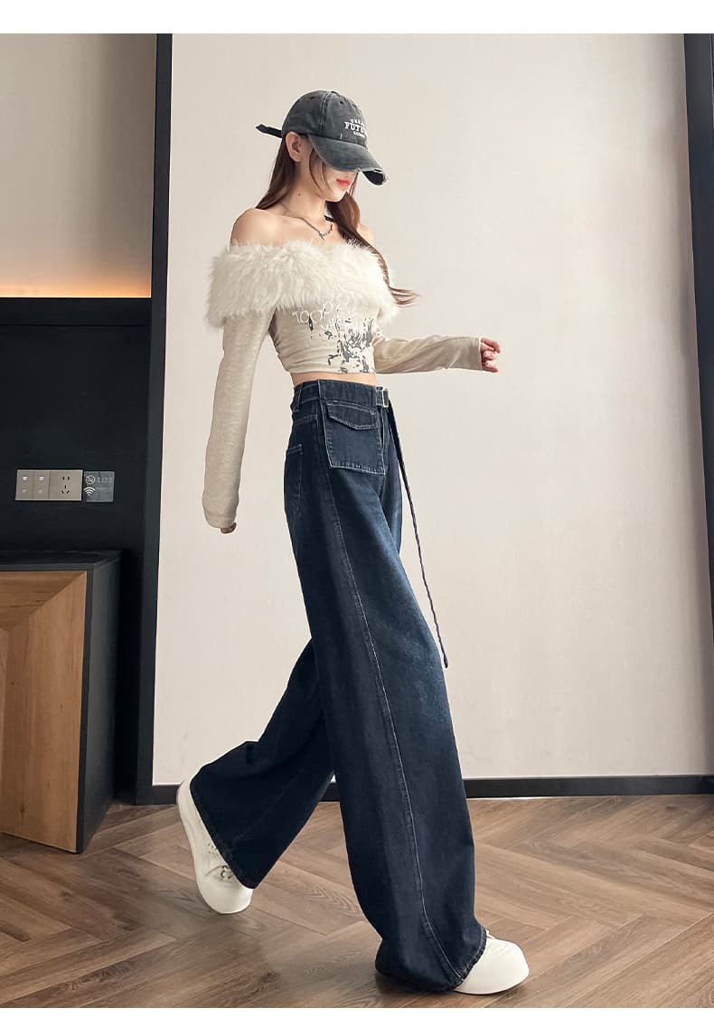 2026 가을 데님 와이드 레그 팬츠 벨트 보내기 상세 이미지 14