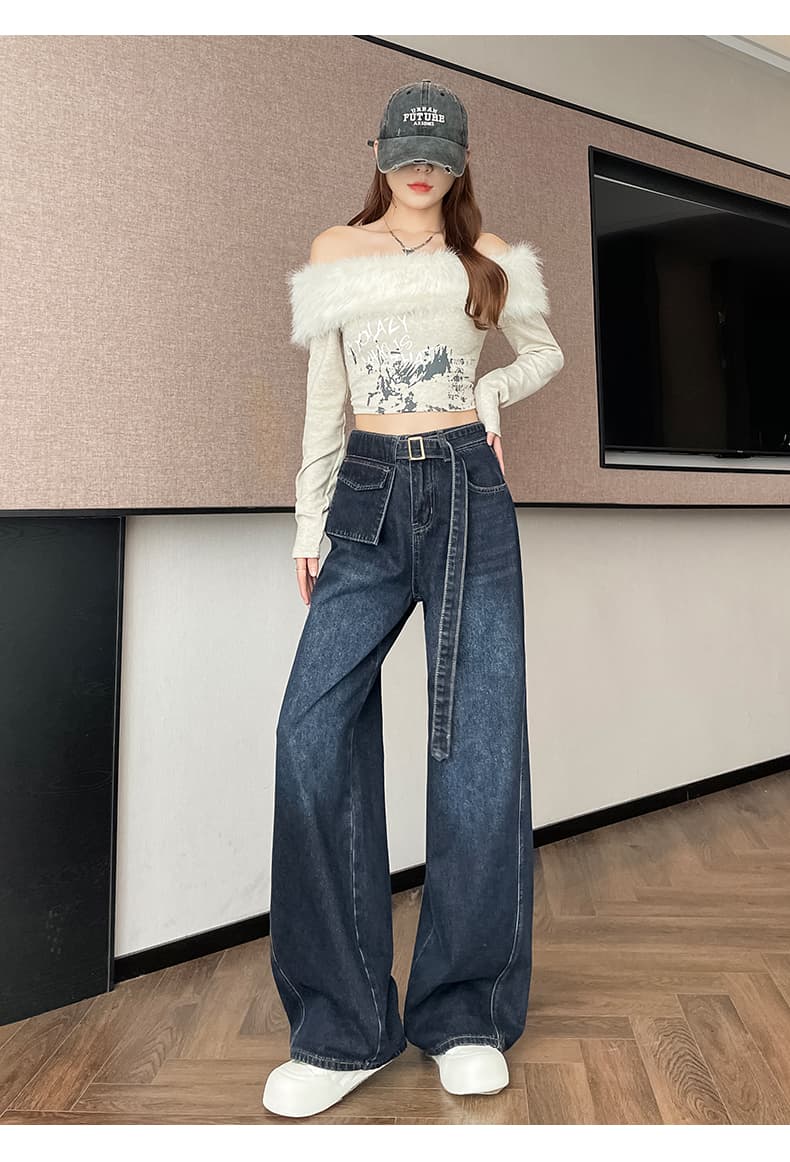 2026 가을 데님 와이드 레그 팬츠 벨트 보내기 상세 이미지 16