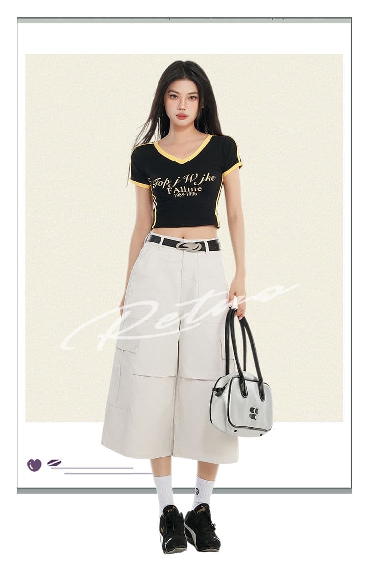 중학생 7 점 워크웨어 데님 반바지 2026 봄 여름 새로운 여성 의류 루즈핏 캐주얼 넓은 다리 여성 바지 상세 이미지 1