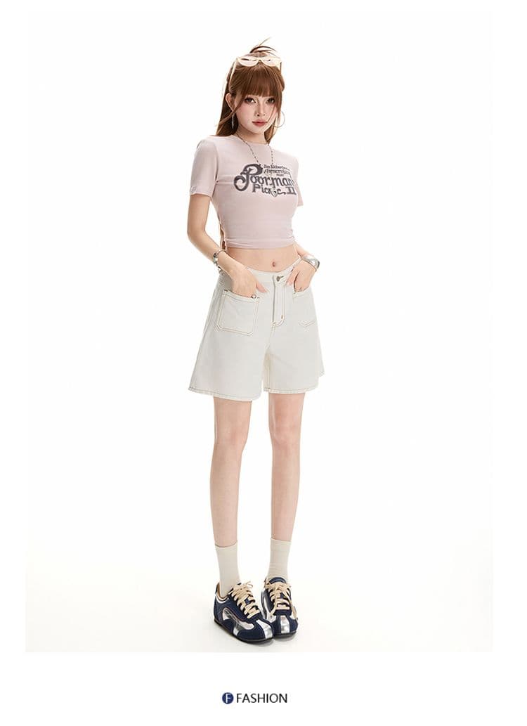 새로운 하이웨이스트 데님 반바지 여성 루즈핏 디자인 센스 작은 대중 레트로 넓은 다리 한 마디 핫 바지 얇은 상세 이미지 18