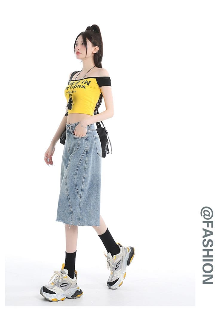 레트로 워싱 거친 가장자리 넓은 다리 청바지 여성 여름 새로운 하늘색 하이웨이스트 7 점 바지 상세 이미지 16