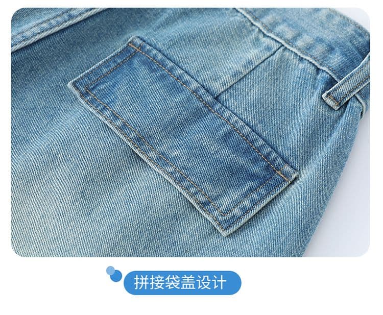 아메리칸 워크웨어 데님 7 점 와이드 레깅스 바지 여름 레트로 마 오래된 하이웨이스트 루즈핏 슬림해 보이는 기타 주머니 바지 상세 이미지 6