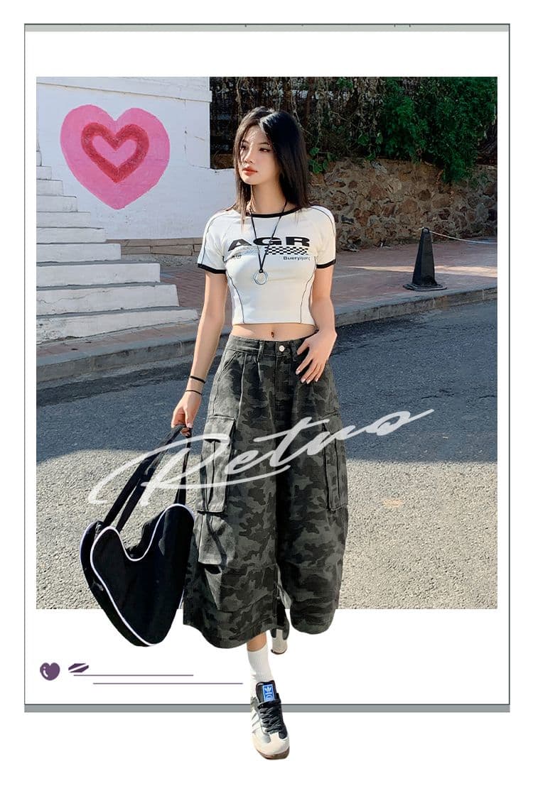 레트로 높음 거리 카모플라주 주름 워크웨어 데님 7부 바지 여성 2026 봄 여름 새로운 작은 대중 디자인 센스 캐주얼 바지 상세 이미지 7