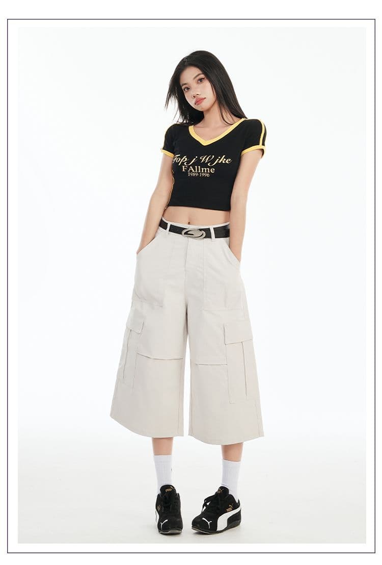아메리칸 모래 화이트 7 점 워크웨어 데님 반바지 2026 봄 여름 새로운 여성 의류 루즈핏 캐주얼 넓은 다리 여성 바지 상세 이미지 4