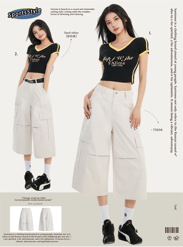 아메리칸 모래 화이트 7 점 워크웨어 데님 반바지 2026 봄 여름 새로운 여성 의류 루즈핏 캐주얼 넓은 다리 여성 바지 상세 이미지 9