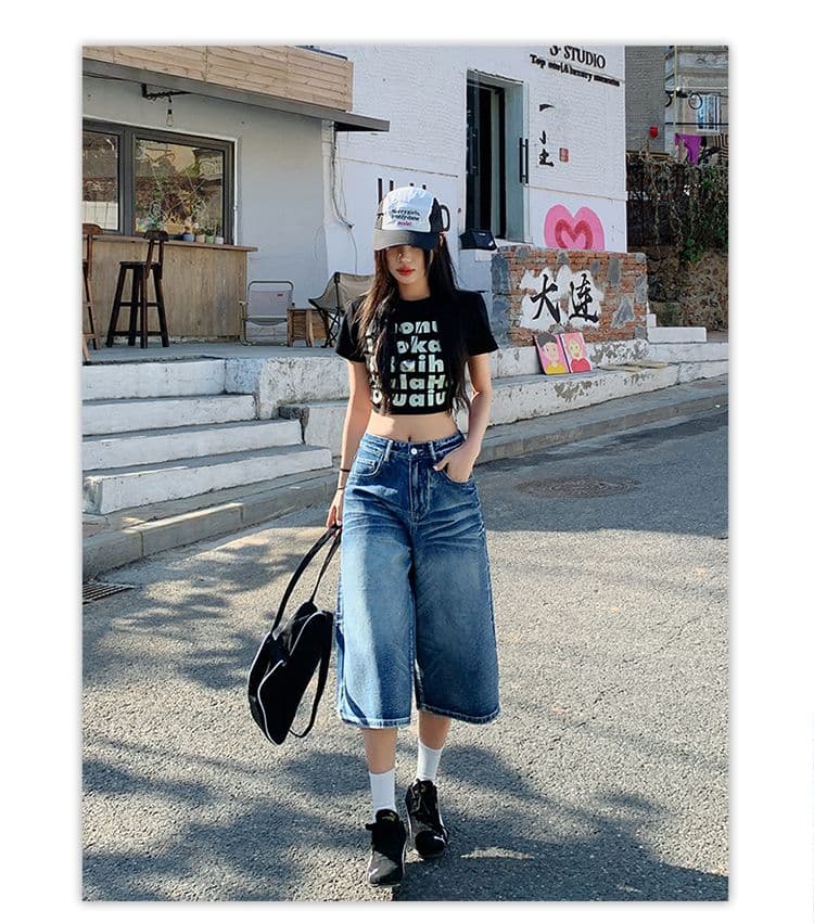 스타일 높음 거리 레트로 넓은 다리 7 점 청바지 여성 2026 새로운 하이웨이스트 슬림해 보이는 루즈핏 스트레이트 바지 상세 이미지 4