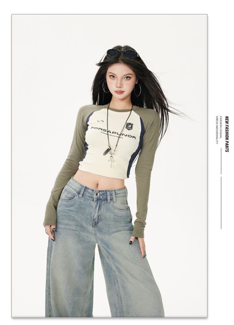 하늘색 하이웨이스트 넓은 다리 청바지 여성 2026 년 가을 새로운 다용도 루즈핏 슬림해 보이는 데님 긴 바지 상세 이미지 4