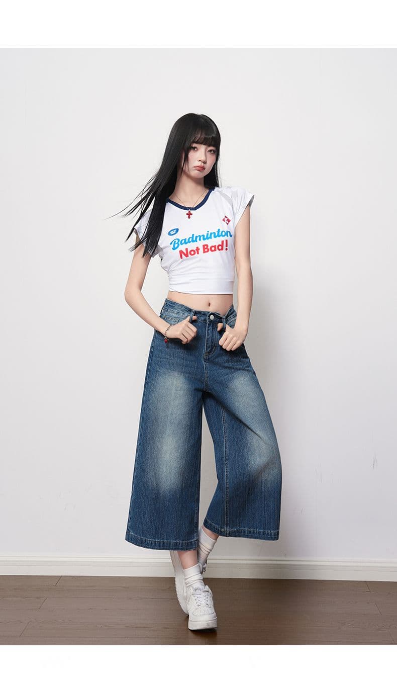레트로 블루 마 오래된 연삭 화이트 질감 센스 8 점 여성 청바지 2026 여름 새로운 루즈핏 캐주얼 와이드 레그 팬츠 상세 이미지 13