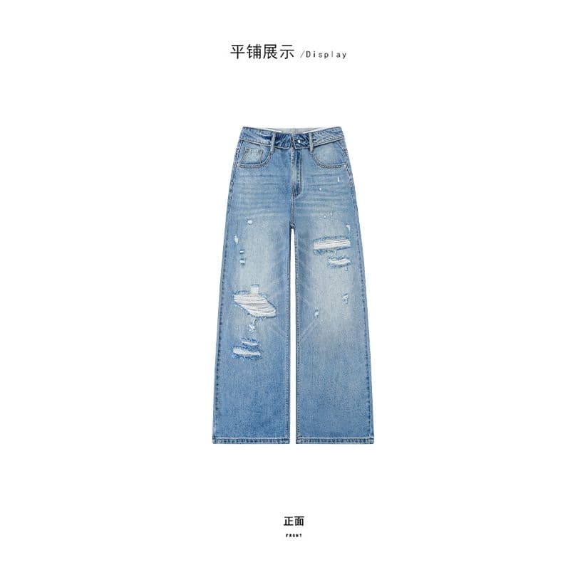 뒤집다 折腰 머리 불규칙 찢어진 부분 청바지 여성 2026 여름 새로운 트렌드 슬림해 보이는 얇은 스타일 다용도 상세 이미지 19