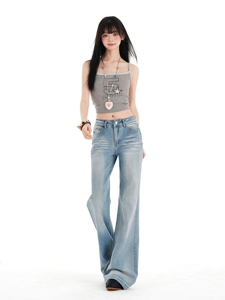 하늘색 부츠컷 청바지 여성 2026 이른 가을 새로운 하이웨이스트 슬림해 보이는 루즈핏 아니요 막대기 다리 핫걸 나팔 바지 상세 이미지 18