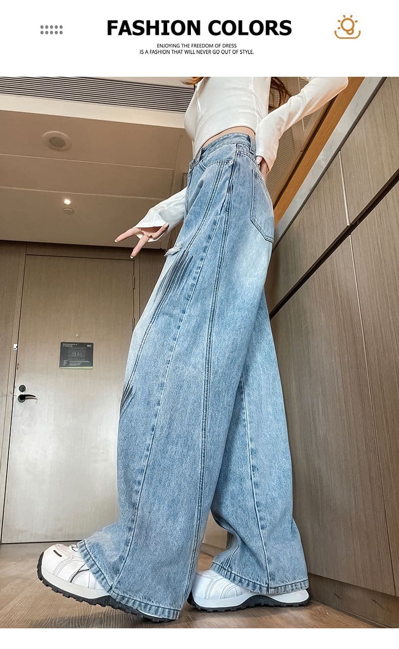 아메리칸 레트로 노스탤지어 새로운 개성 트렌드 패션 찢어진 부분 청바지 여성 의류 상세 이미지 10