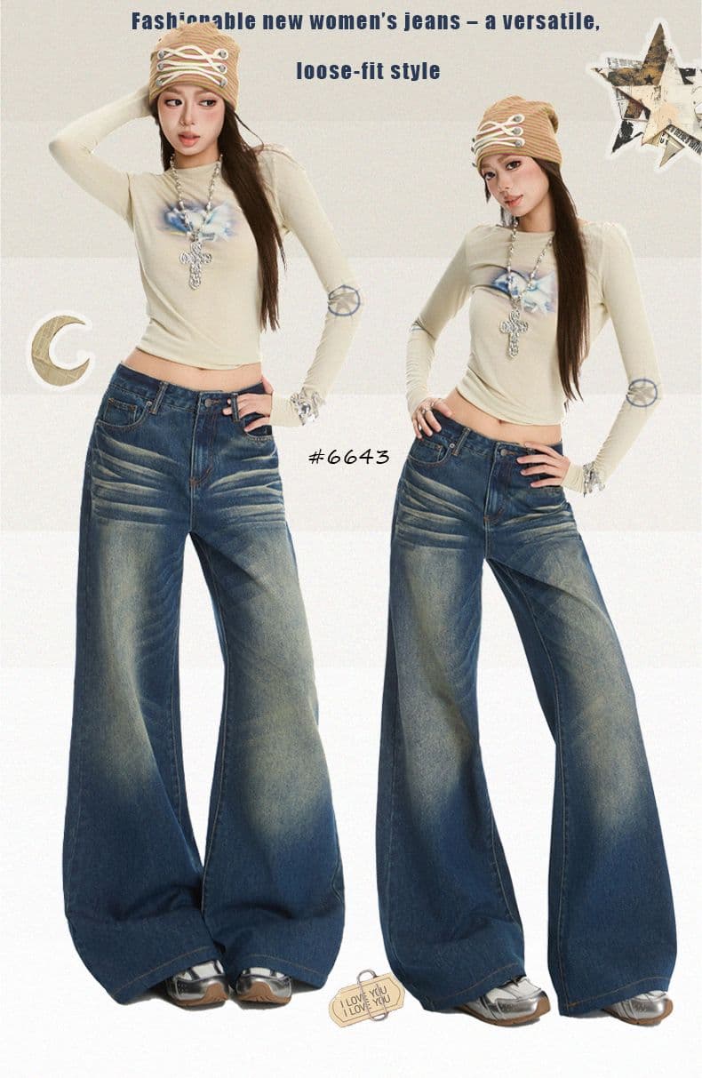 아메리칸 레트로 블루 워싱 고양이 반드시 부츠컷 청바지 2026 년 가을 새로운 슬림해 보이는 다용도 긴 바지 길이 연장 상세 이미지 6