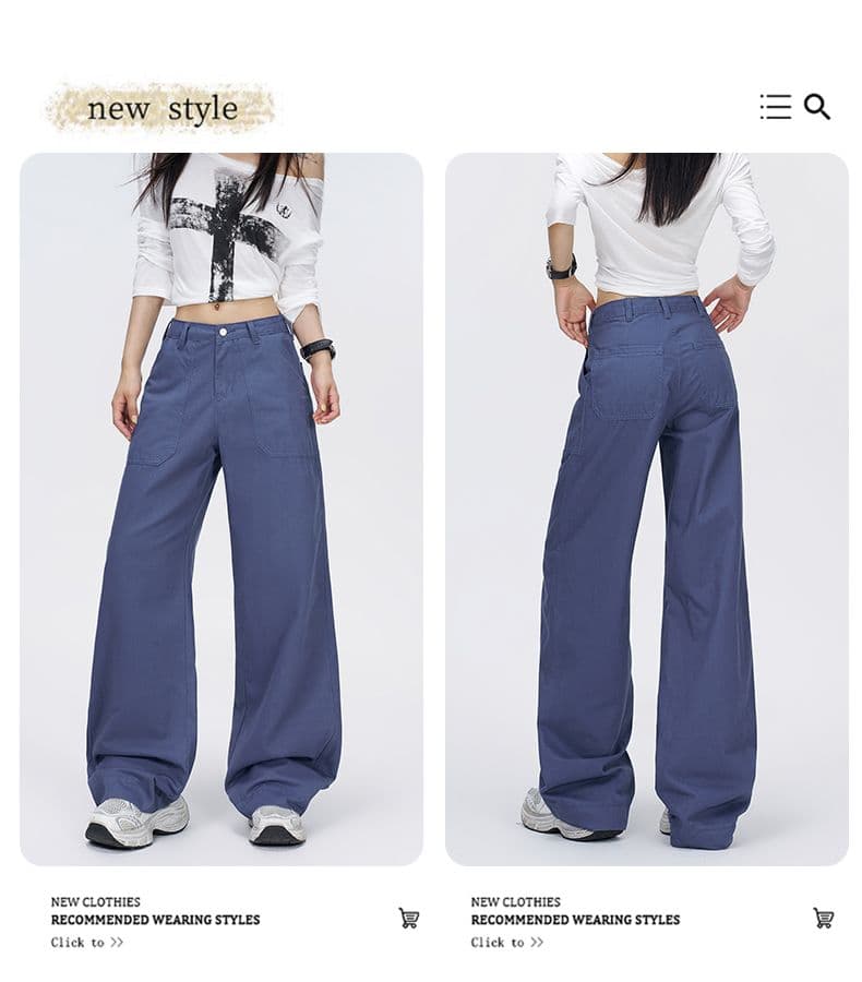 법 일 블루 아메리칸 레트로 루즈핏 스트레이트 다용도 2026 가을 새로운 워크웨어 팬츠 길다 넓은 다리 청바지 여성 상세 이미지 7
