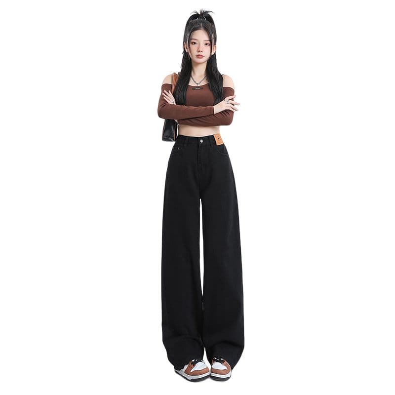 아메리칸 레트로 검정색 스트레이트 청바지 여성 봄 가을 2026 새로운 캐주얼 도루 센스 다용도 루즈핏 와이드 레그 팬츠 어린이 이미지 5