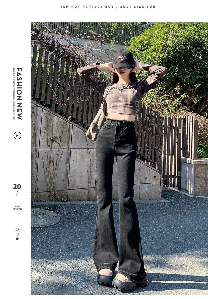 디스플레이 다리 길이 청바지 봄 가을 2026 폭발 핫걸 바람 하이웨이스트 타이트 부츠컷 와이드 레깅스 바지 긴 바지 ins 트렌디 상세 이미지 12