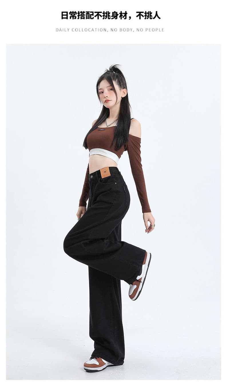 아메리칸 레트로 핫걸 스트레이트 청바지 여성 봄 가을 2026 새로운 캐주얼 도루 센스 다용도 루즈핏 와이드 레그 팬츠 어린이 상세 이미지 1