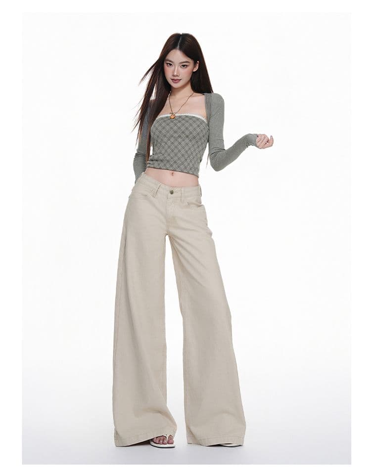아메리칸 밝은색 넓은 다리 청바지 여성 여름 새로운 화이트 로우 웨이스트 루즈핏 슬림해 보이는 살구 색상 스트레이트 바지 얇은 스타일 상세 이미지 5