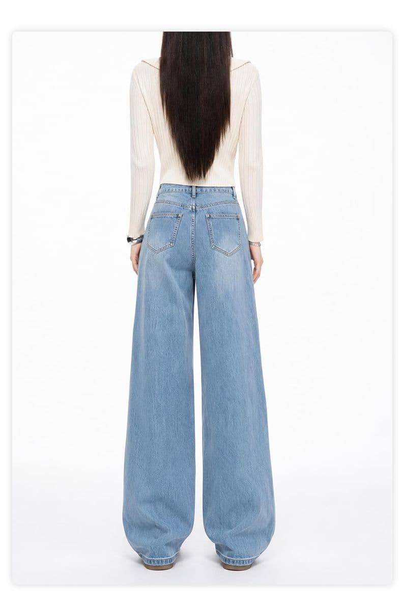 보온 슈퍼 부드러운 신축성 좁은 넓은 스트레이트 도루 피하다. 클래식 다용도 루즈핏 편안함 청바지 여성 가을 의상 두꺼운 스타일 상세 이미지 17