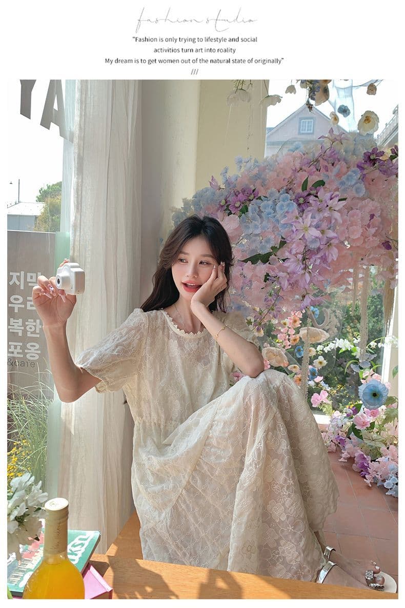 모유 수유 새로운 2026 프랑스식 디자인 센스 거품 소매 레이스 여름 느긋한 부드러운 요정 수유 드레스 상세 이미지 14