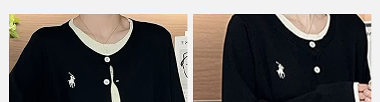 모유 수유 가을 새로운 패션 슬림해 보이는 캐주얼 루즈핏 자수 배색 라운드 넥 니트 수유 세트 투피스 세트 상세 이미지 10