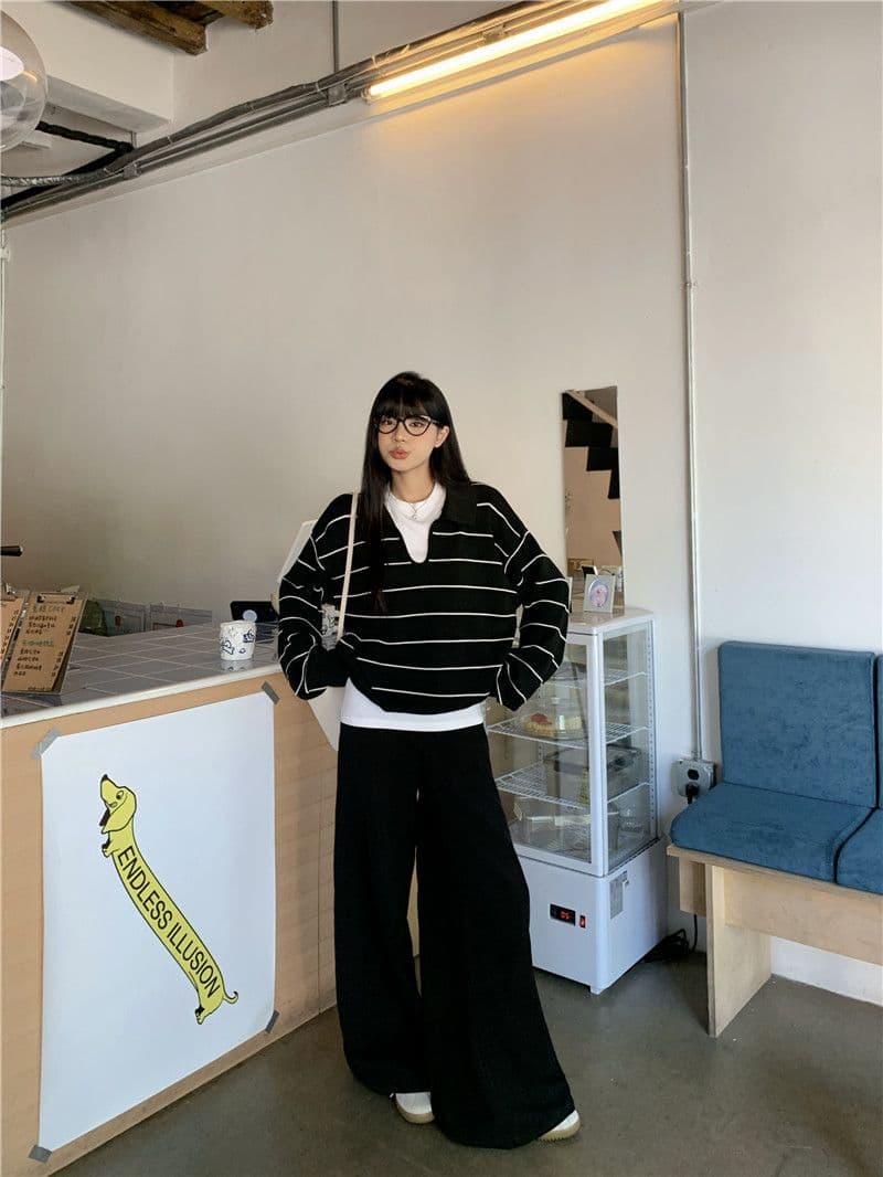 모유 수유 새로운 2026 가을 게으른 착용 가져 가라. 스트라이프 캐주얼 니트 수유 세트 상세 이미지 9