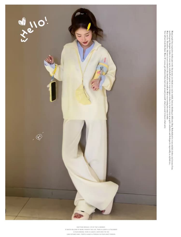 수유 새로운 임산부 가을 겨울 셔츠 칼라 패치워크 패션 스웨터 캐주얼 섹션 패션 나가라. 수유 슬림해 보이는 세트 상세 이미지 11