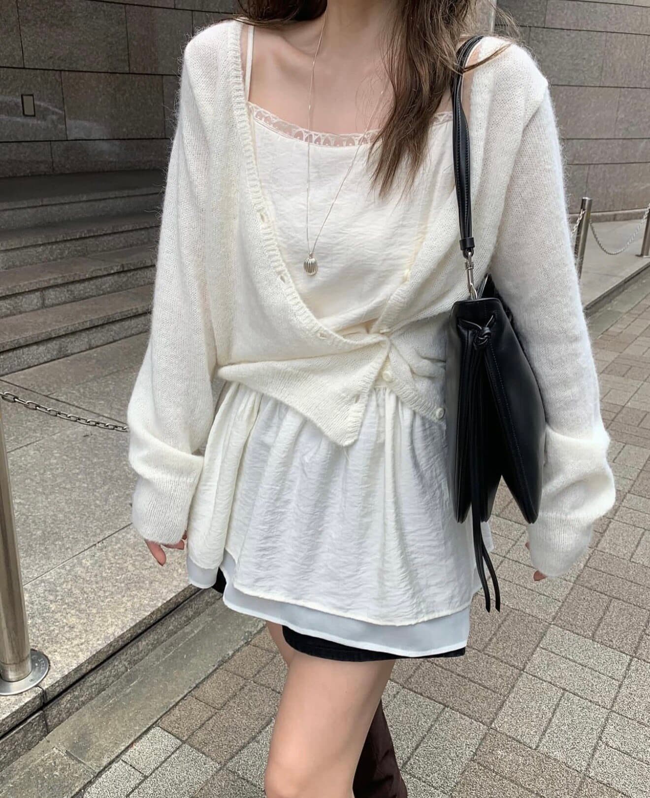 한국 chic 가을 프랑스식 품격 V넥 불규칙 부서 버클 허리 수축 슬림해 보이는 긴팔 니트 오픈 가디건 맨위 여성 상세 이미지 19
