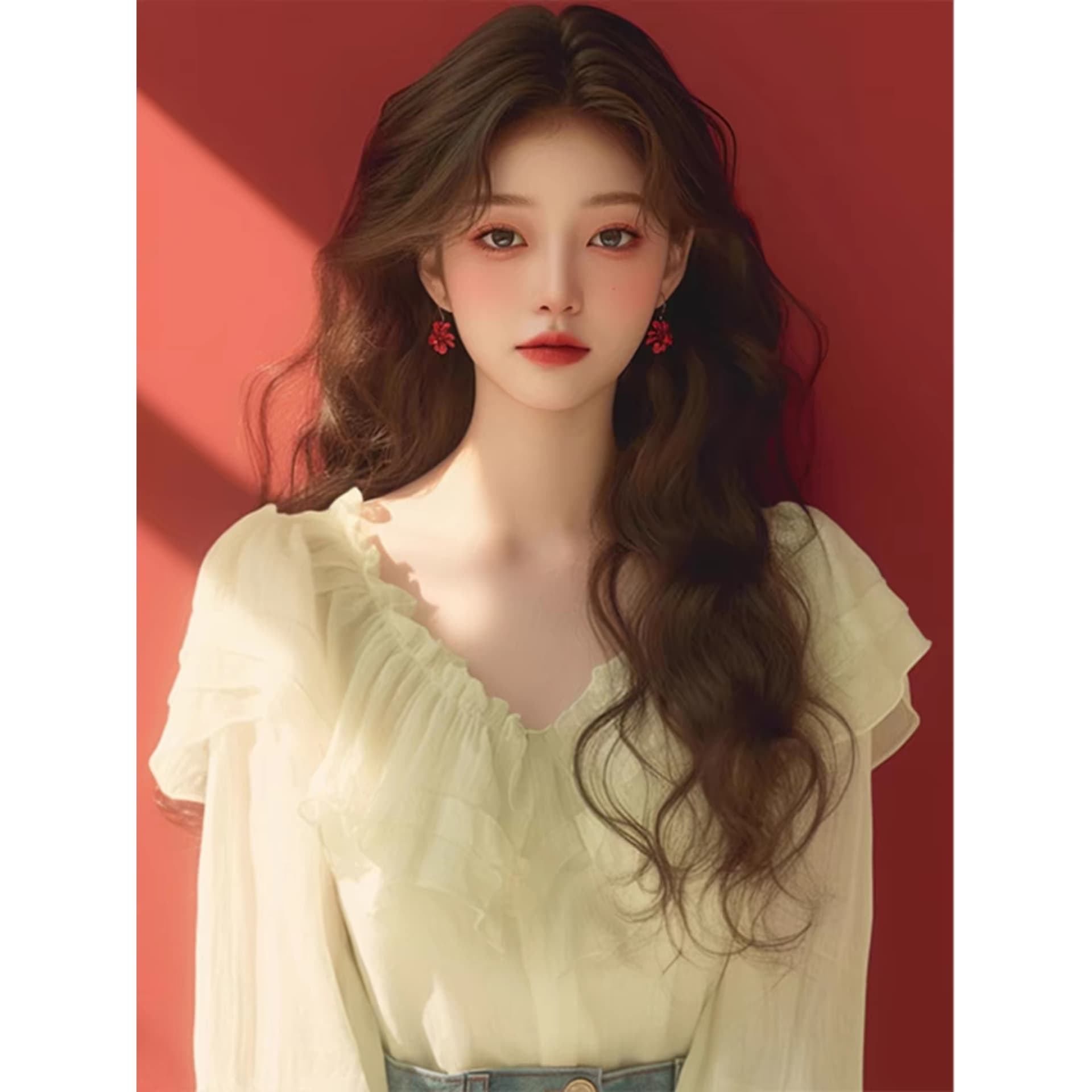 여성 셔츠 이른 가을 새로운 패션 맨위 느긋한 바람 프랑스식 품격 녹색 긴팔 루즈핏 표지 배 쉬폰 블라우스 이미지 6