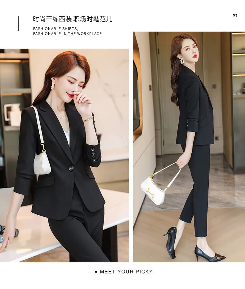 이른 가을 경력 정장 세트 여성 얇은 스타일 중간 소매 품격 긍정적 인 로드 중 7부 소매 정장 재킷 작업복 상세 이미지 13