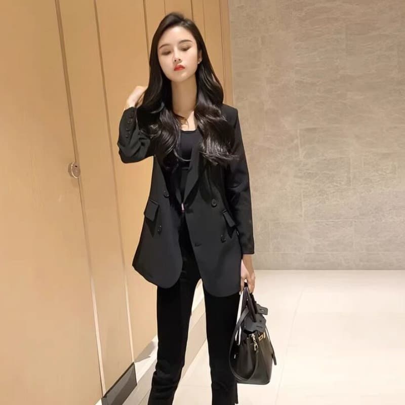 커피 색상 정장 여성 코트 작은 키 2026 봄 가을 새로운 한국 스타일 캐주얼 품격 쇼트 스타일 작은 정장 맨위 이미지 5