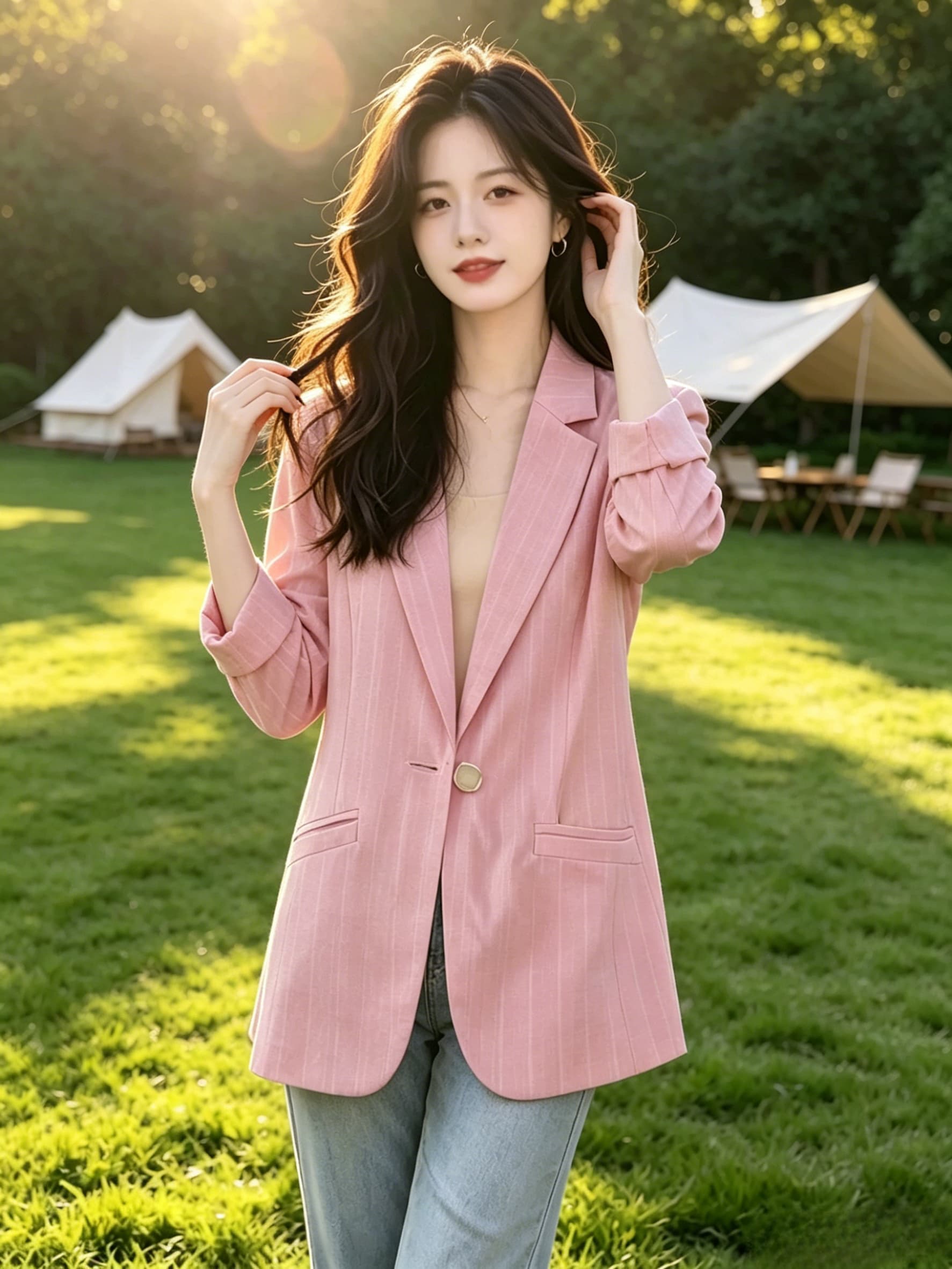 2026 작은 양복 여성 재킷 쇼트 스타일 몸매 가꾸기 작은 키 이른 가을 얇은 스타일 중간 소매 7부 소매 캐주얼 정장 핑크색 상세 이미지 2