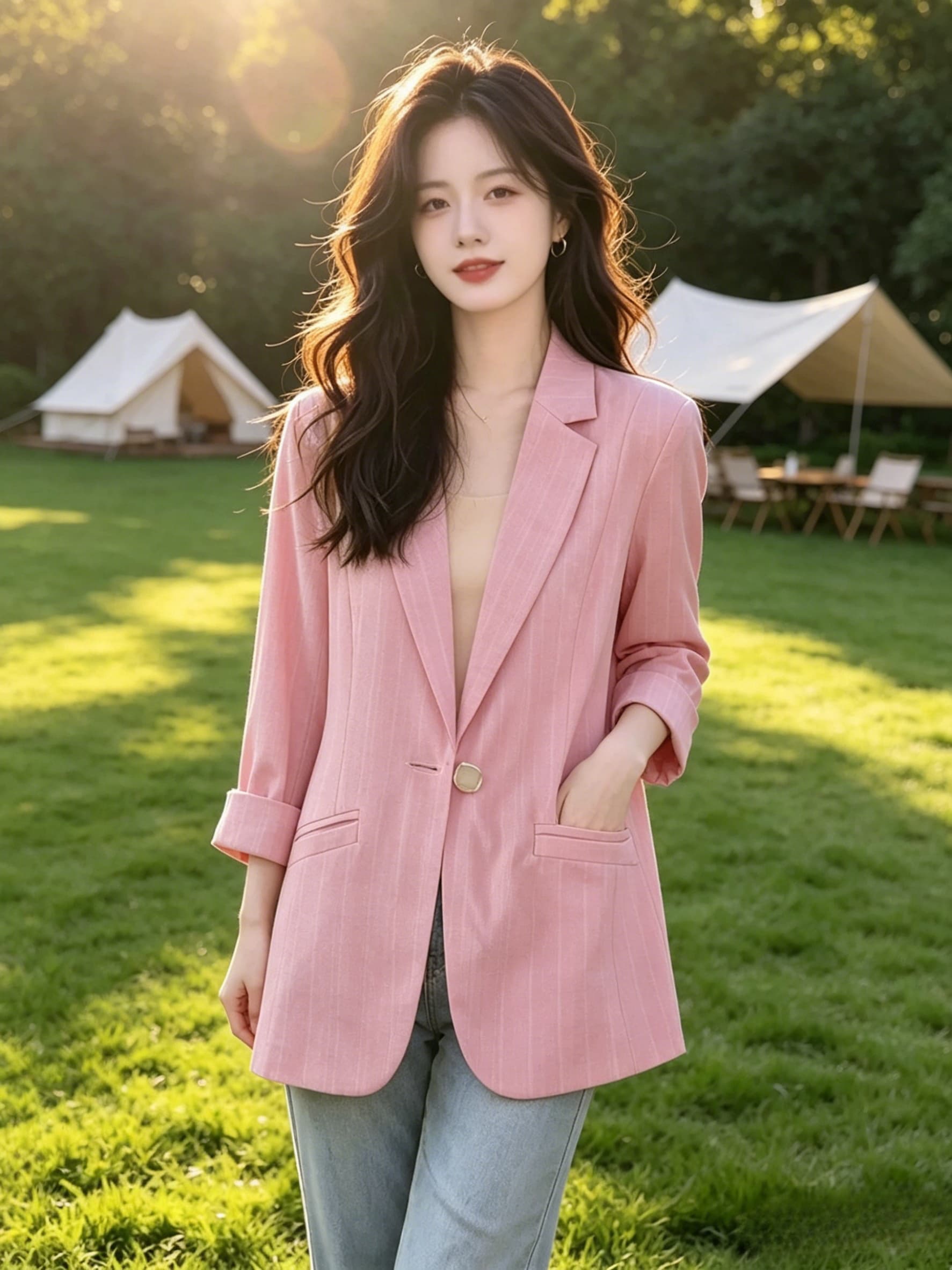 2026 작은 양복 여성 재킷 쇼트 스타일 몸매 가꾸기 작은 키 이른 가을 얇은 스타일 중간 소매 7부 소매 캐주얼 정장 핑크색 상세 이미지 5