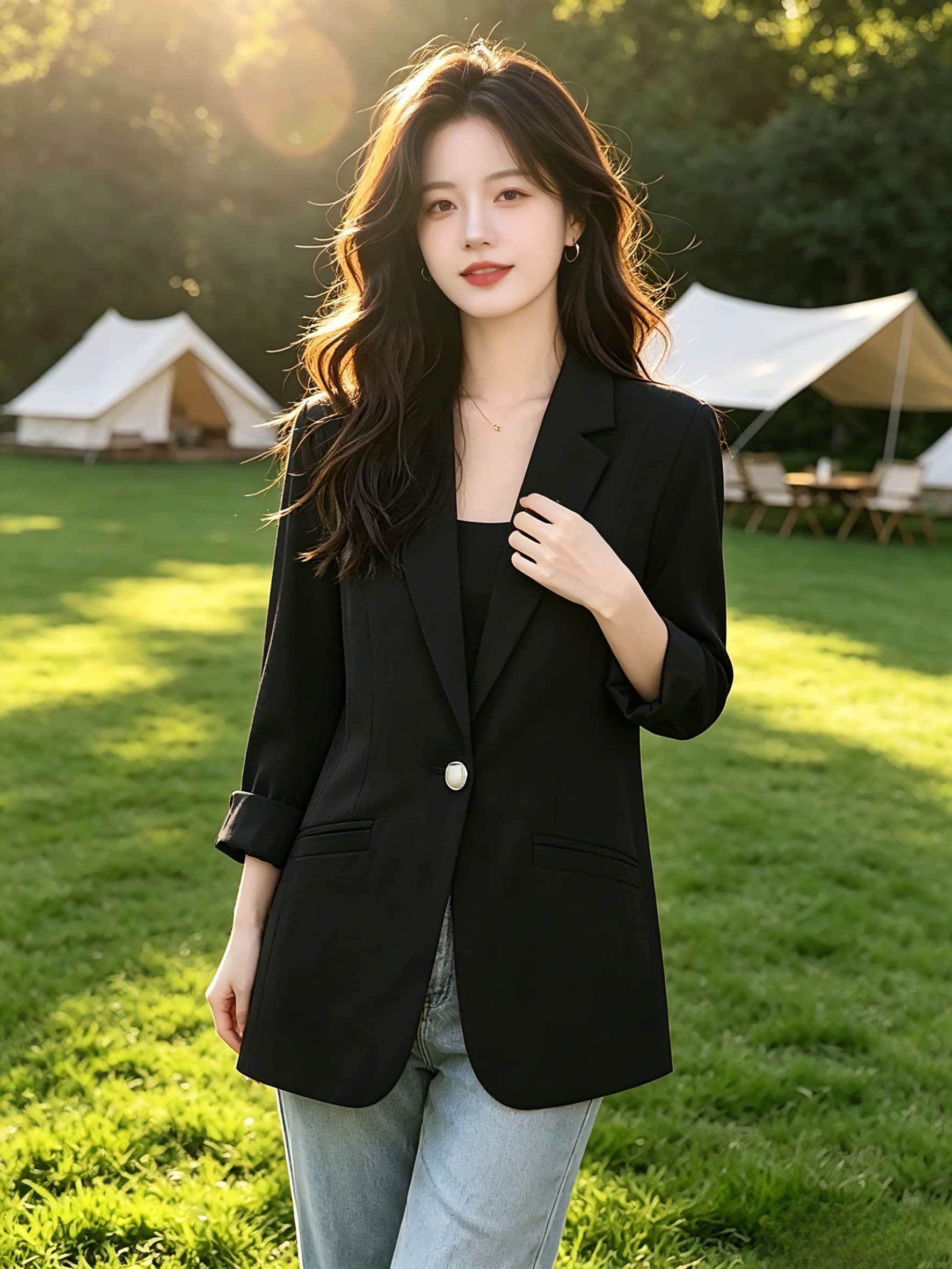 2026 작은 양복 여성 재킷 쇼트 스타일 몸매 가꾸기 작은 키 이른 가을 얇은 스타일 중간 소매 7부 소매 캐주얼 정장 핑크색 상세 이미지 6
