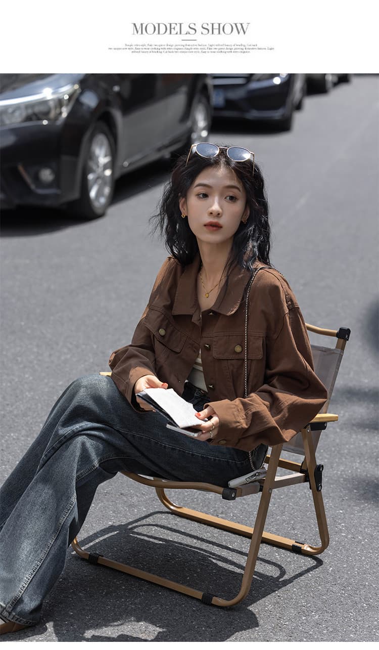 아름다움 라드. 바람 커피 색상 긴팔 여성 코트 2026 봄 가을 새로운 작은 키 슬림해 보이는 쇼트 스타일 워크웨어 재킷 맨위 상세 이미지 3