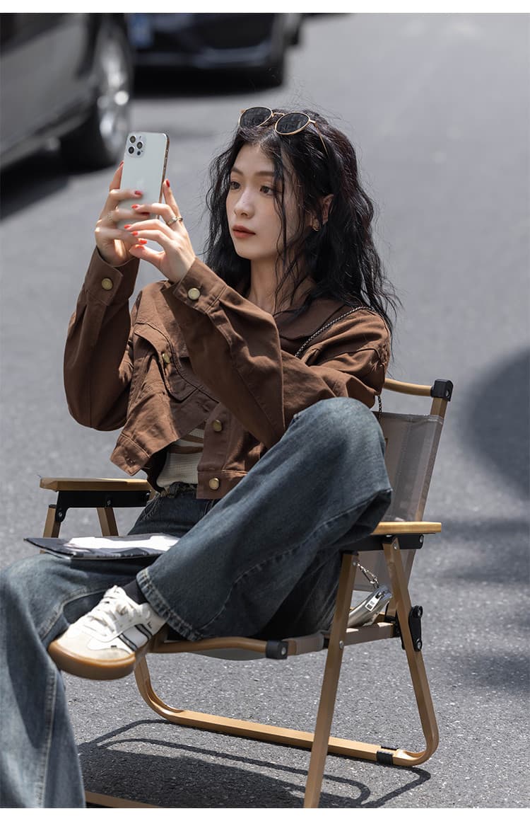 아름다움 라드. 바람 커피 색상 긴팔 여성 코트 2026 봄 가을 새로운 작은 키 슬림해 보이는 쇼트 스타일 워크웨어 재킷 맨위 상세 이미지 4