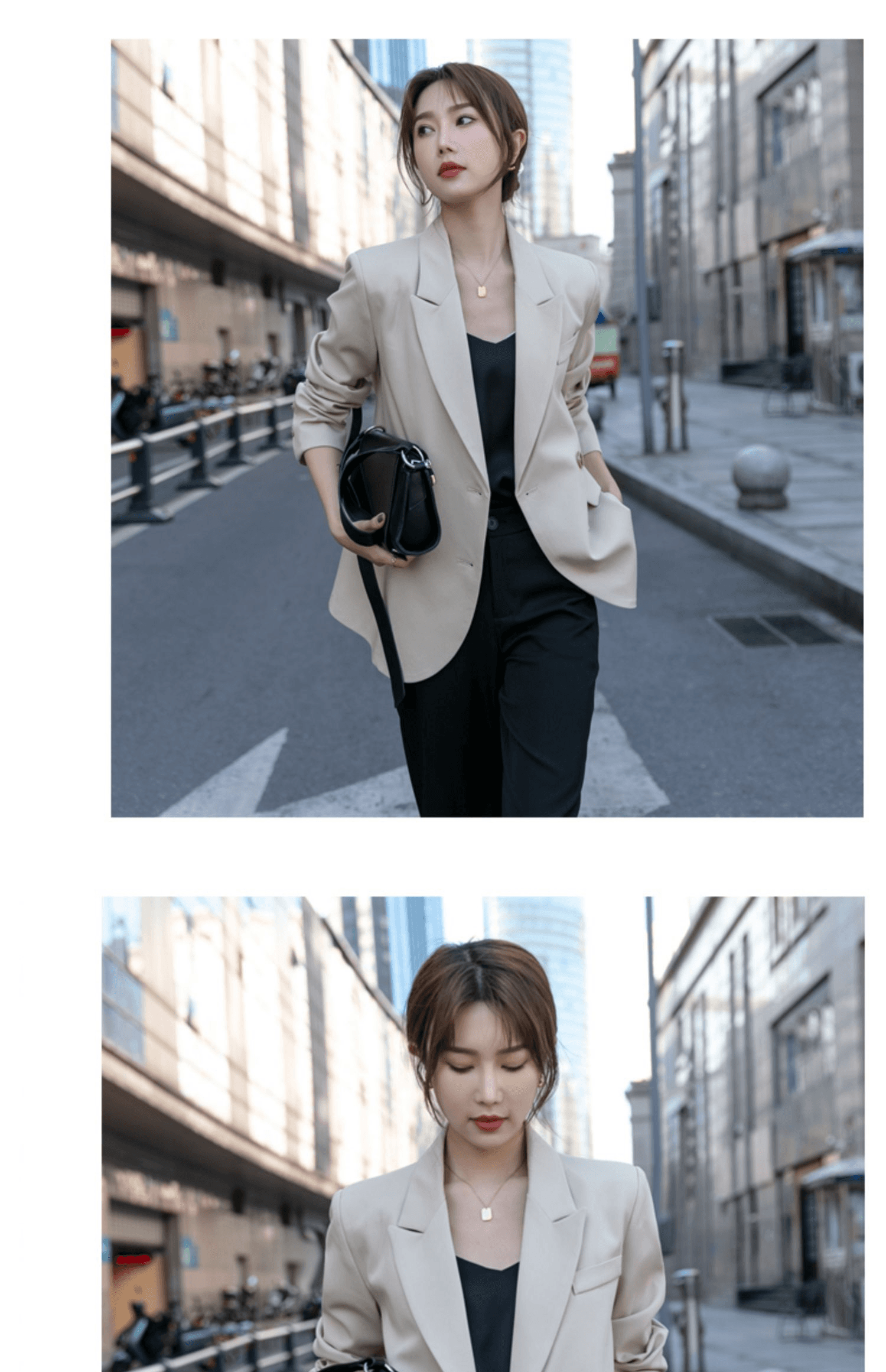 고급 센스 튀김 거리 작은 양복 여성 베이지 색 재킷 봄 가을 2026 올해 인기 캐주얼 정장 디자인 센스 작은 대중 상세 이미지 12
