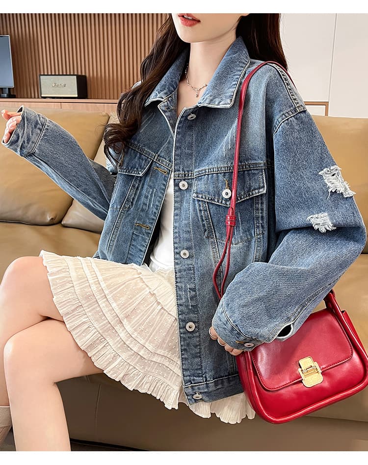 고급 브랜드 레트로 데님 재킷 트렌디 섹션 2026 봄 가을 새로운 캐주얼 다용도 버튼 재킷 카우보이 의류 상세 이미지 14