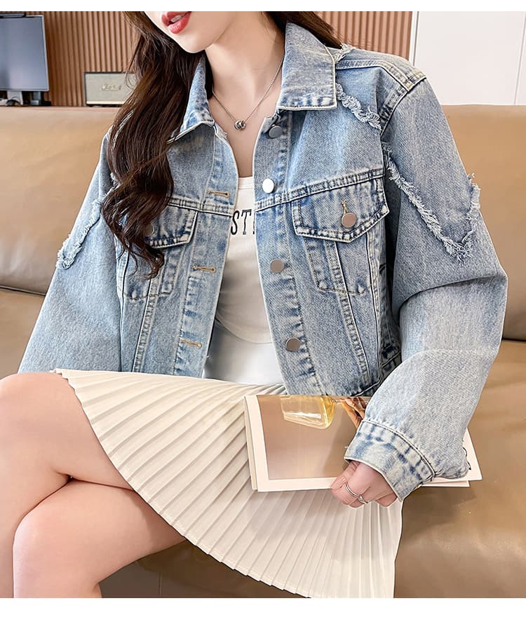 2026 유럽과 미국 데님 재킷 wish 아마존 새로운 국경 간 거리 트렌디 사람들 봄 가을 데님 여성 코트 상세 이미지 15