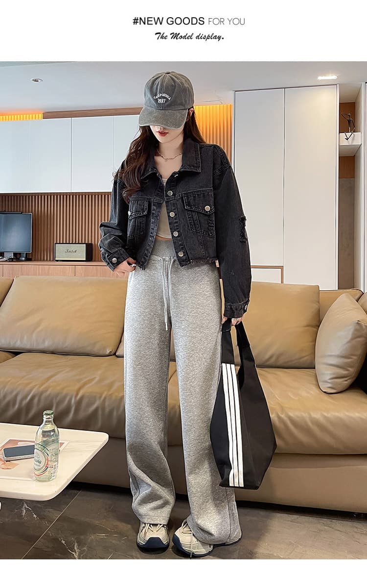 진한 파란색 유럽과 미국 대외 무역 국경 간 여성 의류 데님 재킷 가을 새로운 패션 거친 가장자리 찢어진 부분 데님 짧은 외투 상세 이미지 17