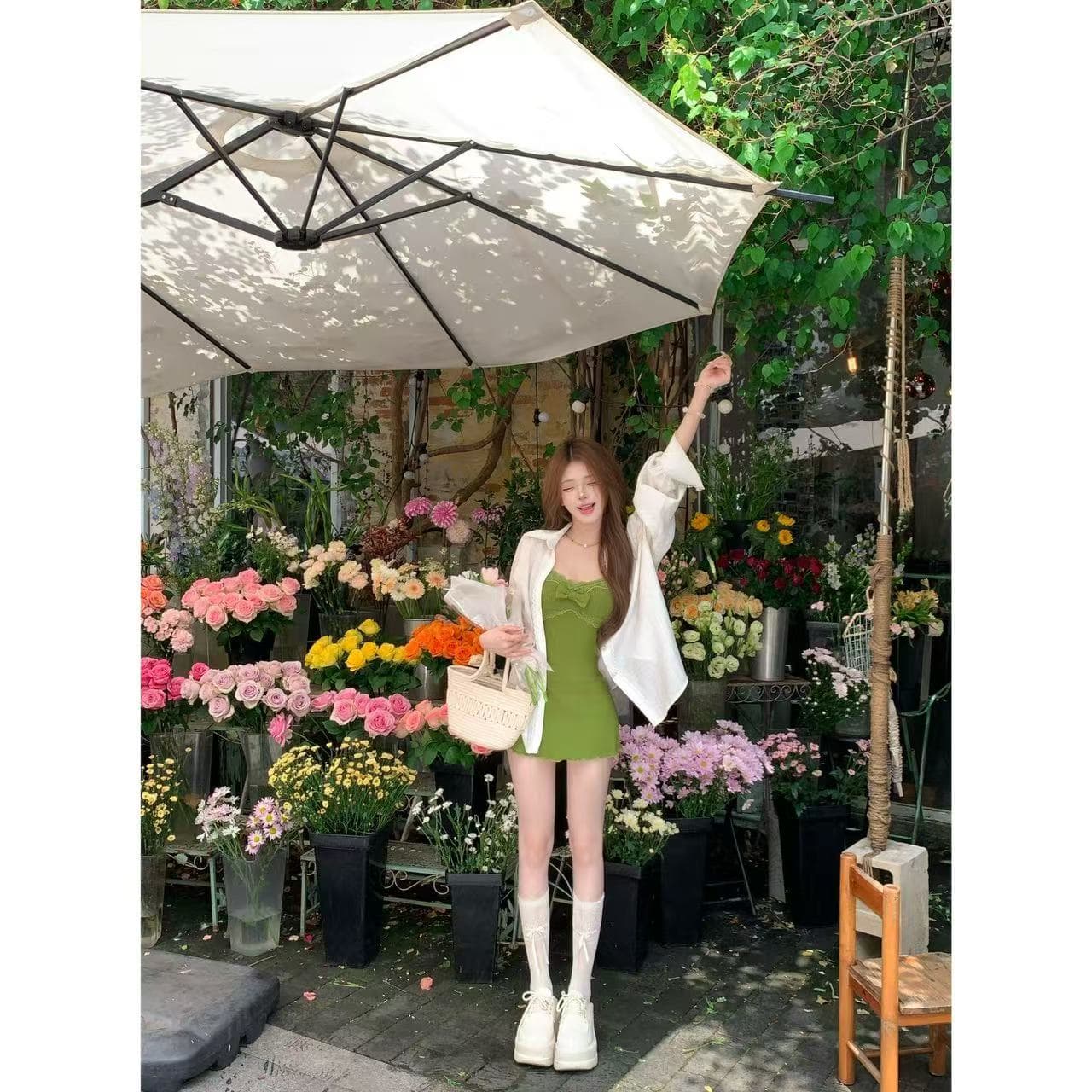 루이 茜 웨이 Sher S miu 부서 미스 여름 새로운 순수한 욕망 바람 드레스 셔츠 r9463d 상세 이미지 5