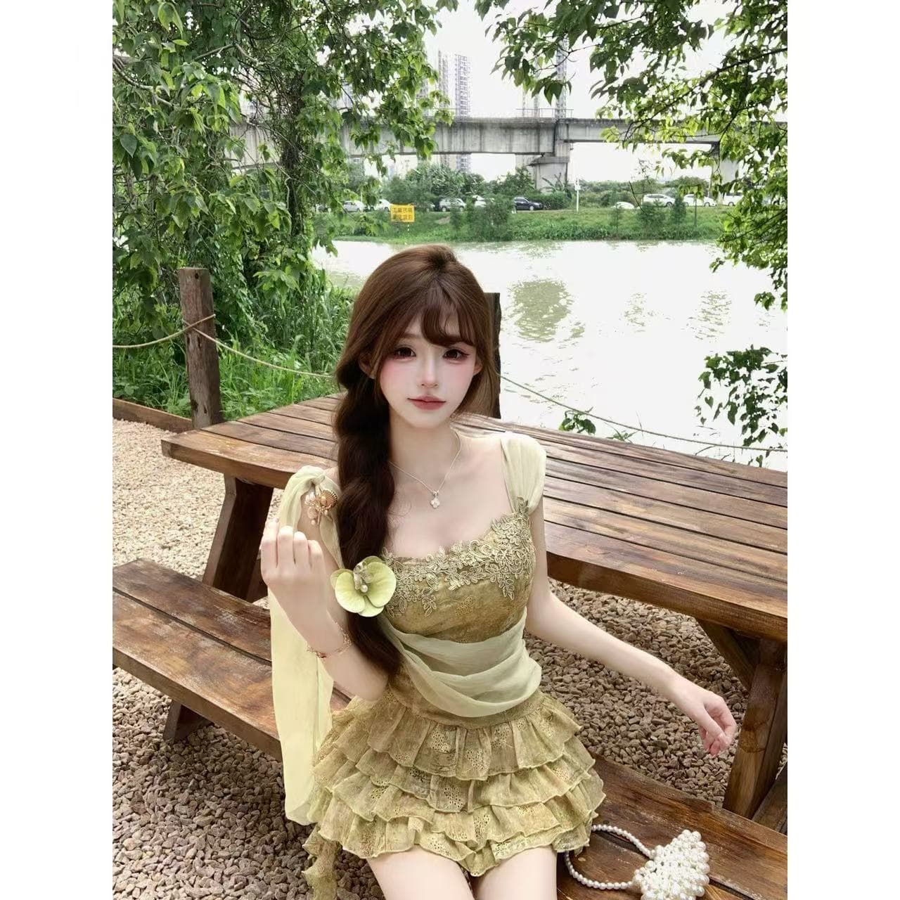 루이 茜 웨이 Sher S 얕은 풀 깨진 꿈 여름 레트로 스타일 작은 대중 디자인 드레스 r66682h 상세 이미지 7