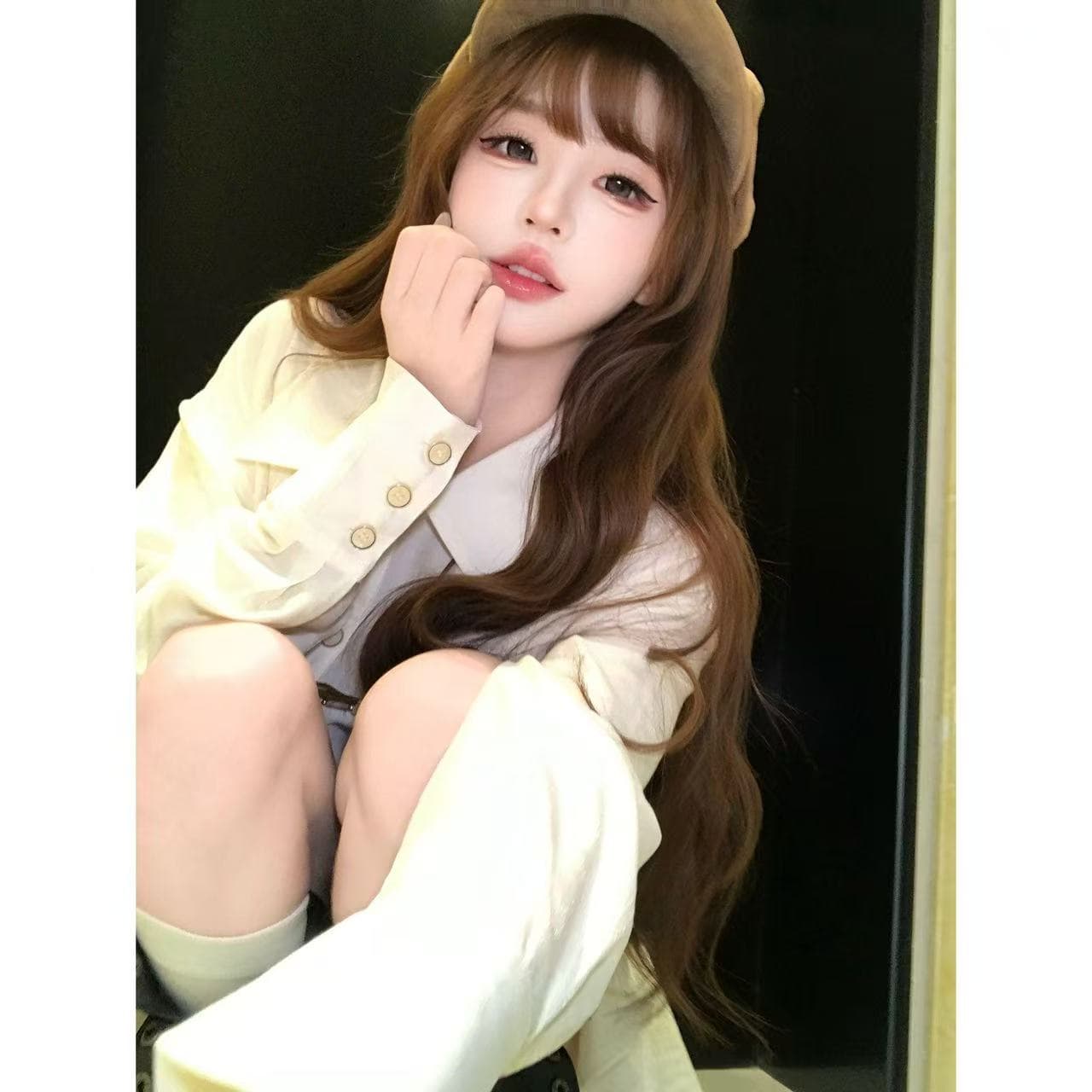 루이 茜 웨이 Sher S 우유 찹쌀 달콤한 자매 이른 가을 캐주얼 바람 작은 대중 디자인 긴팔 맨위 반 스커트 r66912h 상세 이미지 1
