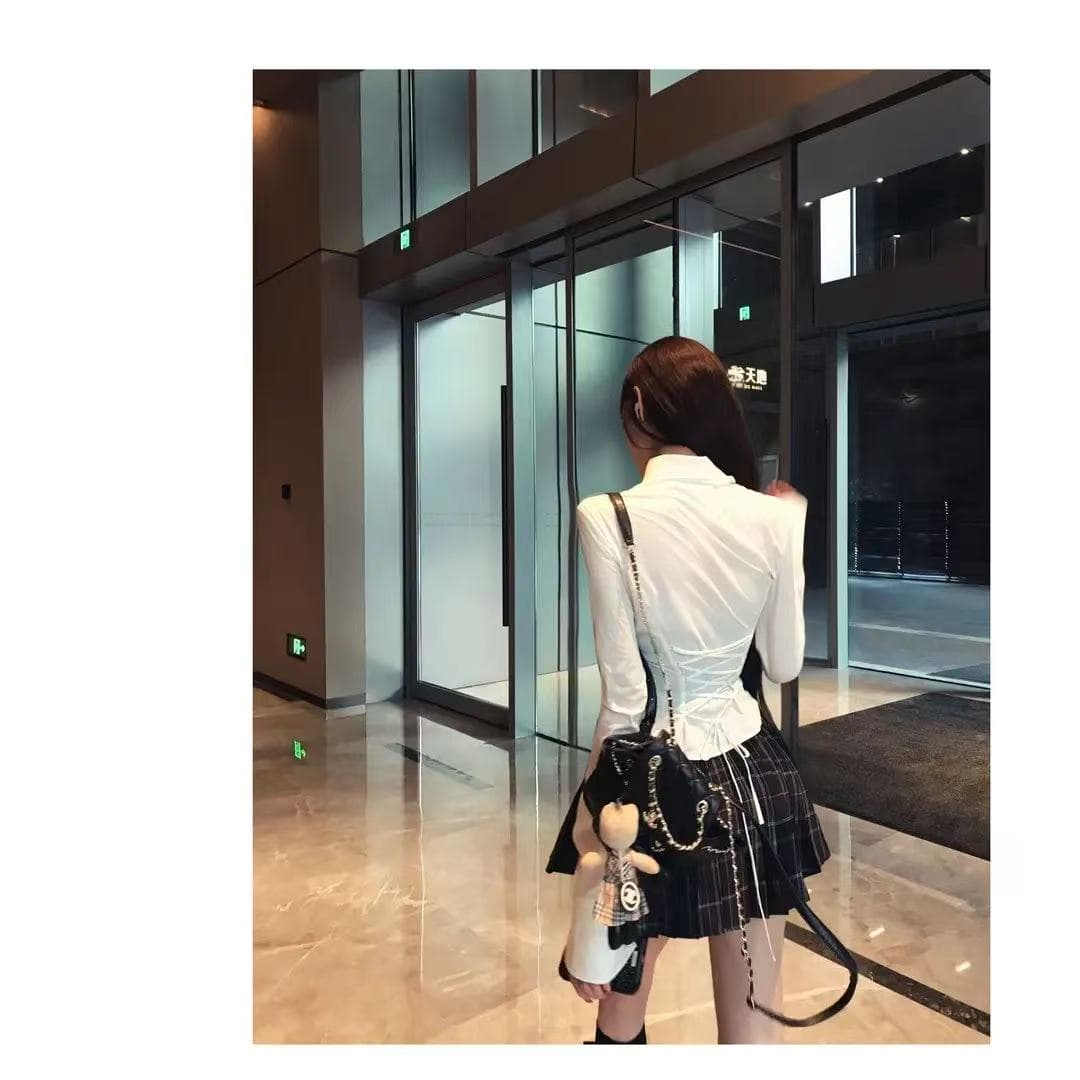 yeye- 칭탄 구멍 여성 높음 이른 가을 학원 스타일 품격 허리 수축 슬림해 보이는 패션 다용도 세트 261453 이미지 3