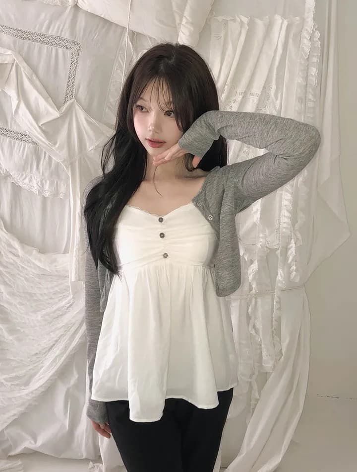 쉬폰 차가운 센스 면 중간 길이 와이드 레그 팬츠 4 색 상세 이미지 43