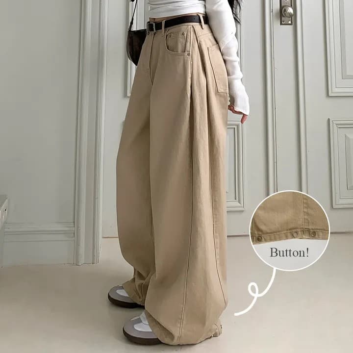 측면 트임 길다 넓은 다리 면 바지 남녀 봄 가을 이미지 3