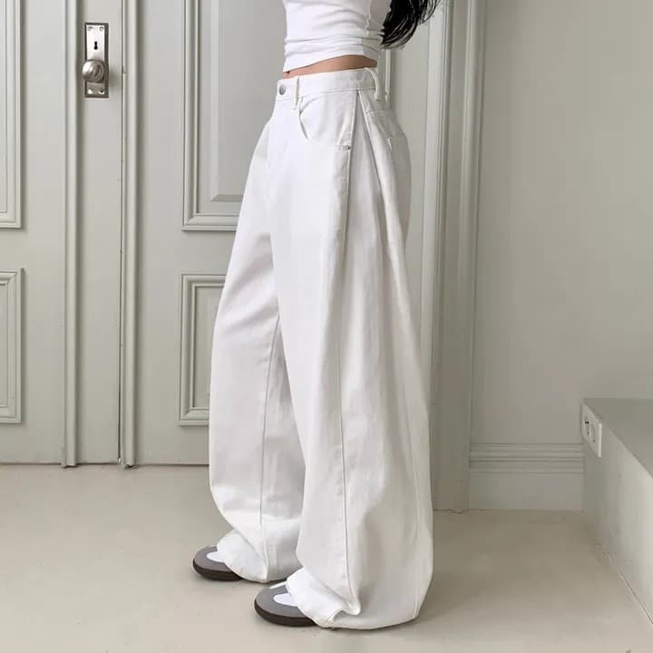 측면 트임 길다 넓은 다리 면 바지 남녀 봄 가을 상세 이미지 16