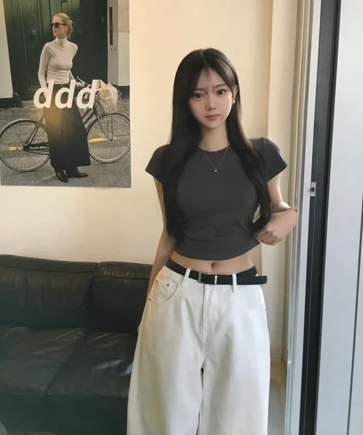 측면 트임 길다 넓은 다리 면 바지 남녀 봄 가을 상세 이미지 17