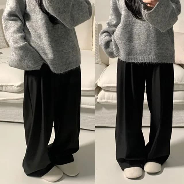 여름 롱 코트 측면 밴딩 와이드 레그 팬츠 이미지 4