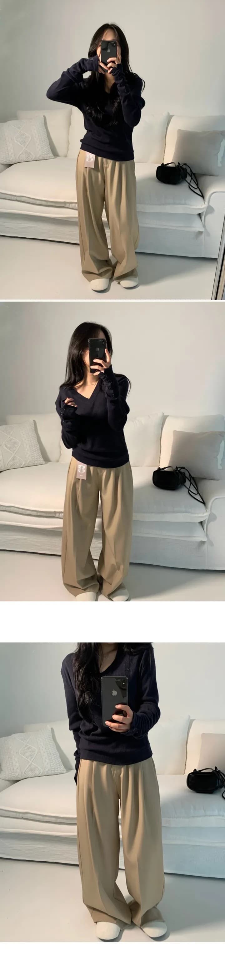 여름 롱 코트 측면 밴딩 와이드 레그 팬츠 상세 이미지 19