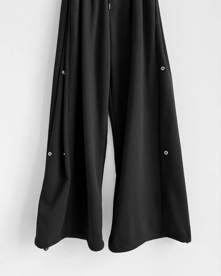 은 버클 v Pleat 허리밴드 넓은 다리 훈련 바지 상세 이미지 52